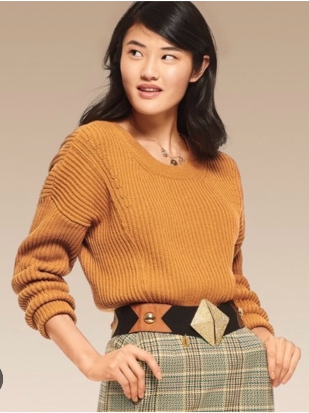 CAbi #3537 Marigold ribbed knit long sleeve pullover sweater size small